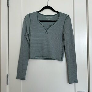 🍄 American Eagle: Green and White Striped Long Sleeve